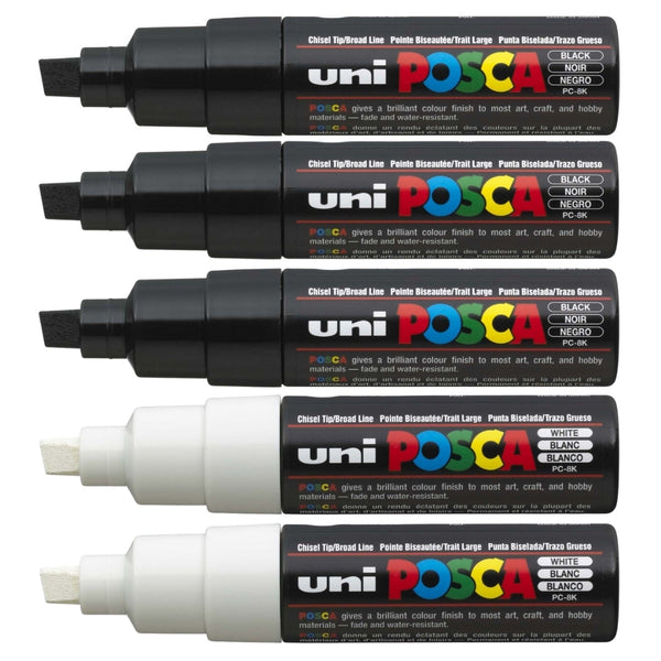 Set Marcadores Posca Punta 8K X 5 Black&White
