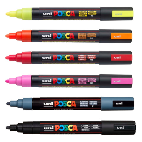 Set Marcadores Posca Punta 5M X 6 Neón