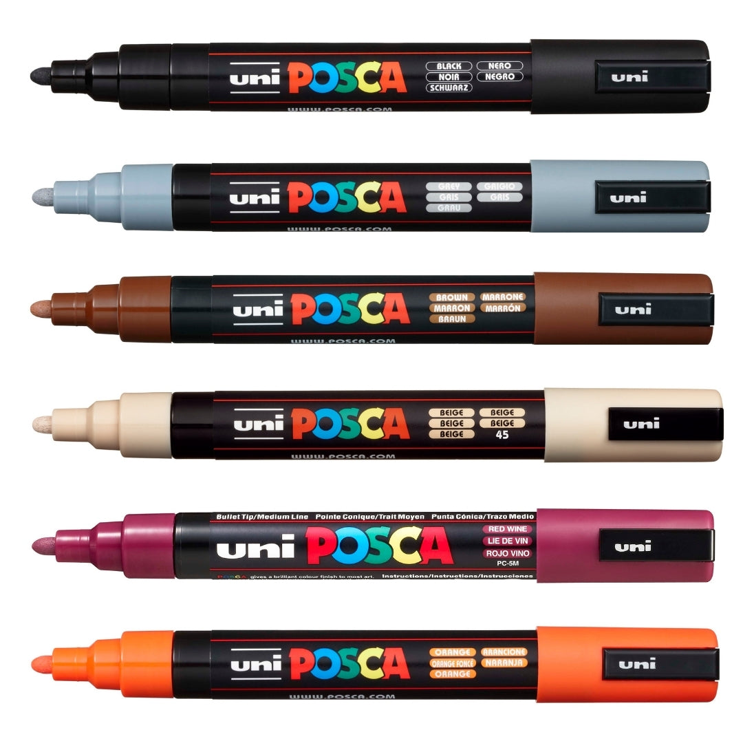 Set Marcadores Posca Punta 5M X 6 Dark