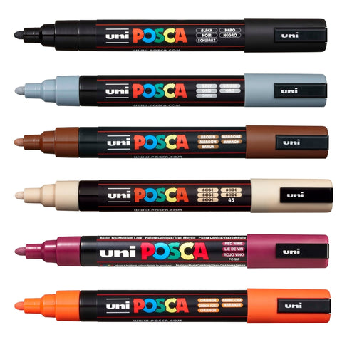 Set Marcadores Posca Punta 5M X 6 Dark