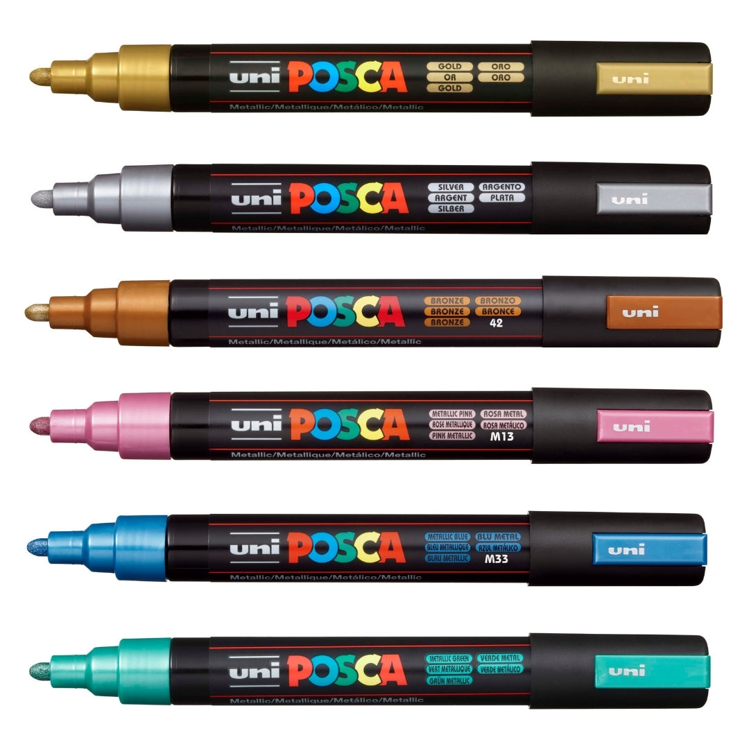 Set Marcadores Posca Punta 5M X 6 Metálicos