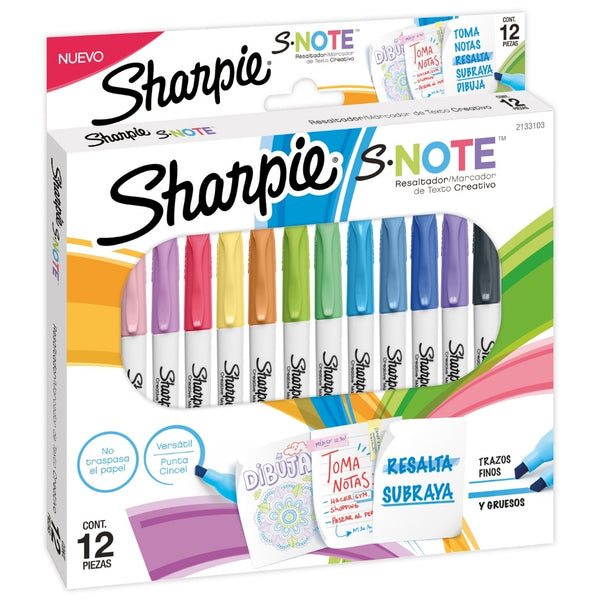 Marcador Sharpie S-Note x 12 Pastel