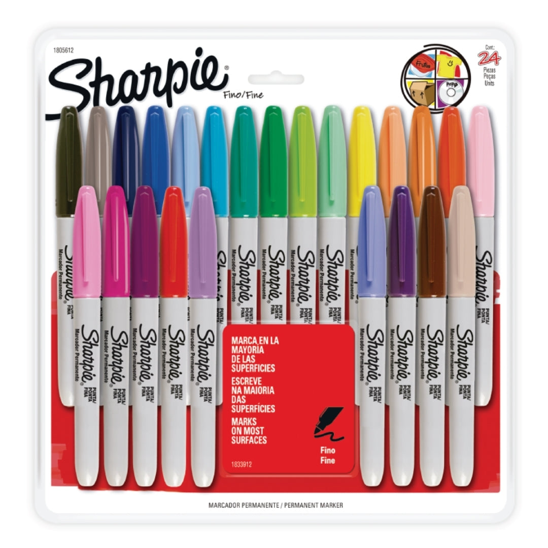 Marcador Permanente Sharpie Punta Fina Surtido X24