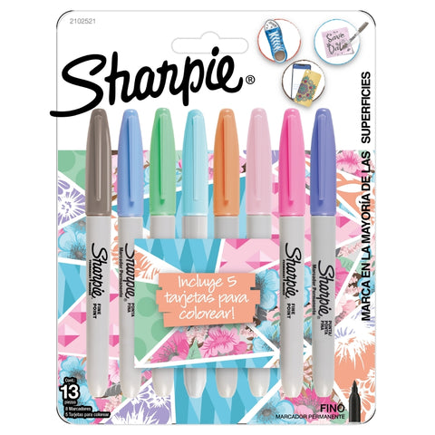 Marcador Permanente Sharpie Punta Fina X 8 Pastel