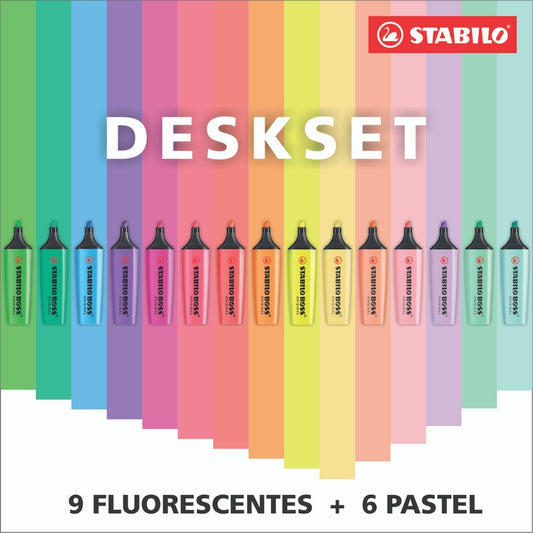 Resaltador Stabilo Boss Deskset x 15 Colores