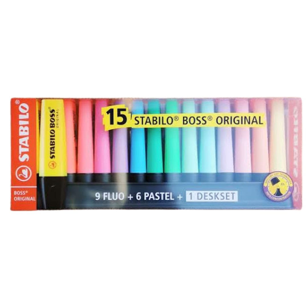 Resaltador Stabilo Boss Deskset x 15 Colores