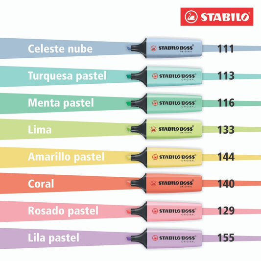 Resaltador Stabilo Boss x 8 Colores Pasteles