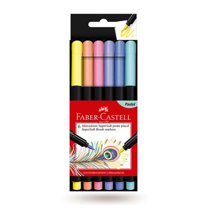 Plumones SuperSoft Punta Pincel x 6 Faber Castell