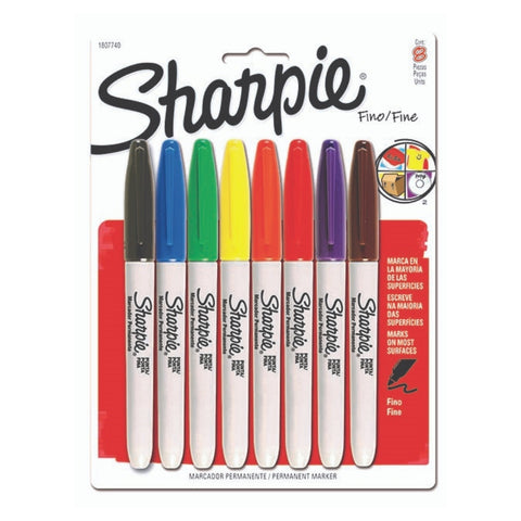 Marcador Permanente Sharpie Punta Fina X 8 Básico