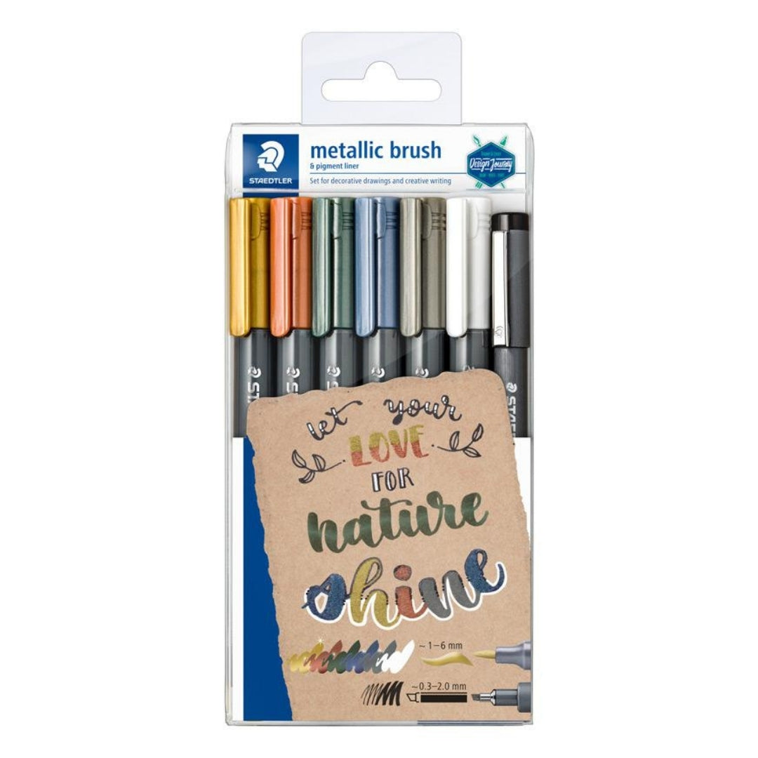 Marcadores Punta Pincel x 7 Metálicos Staedtler Design Journey