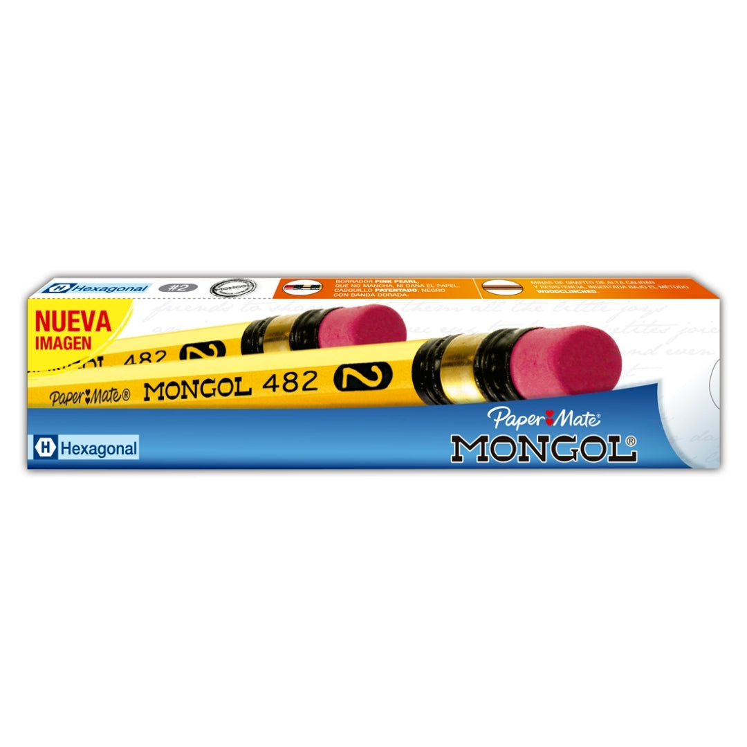 Lapiz Grafito Hexagonal N°2 HB Mongol Caja X12