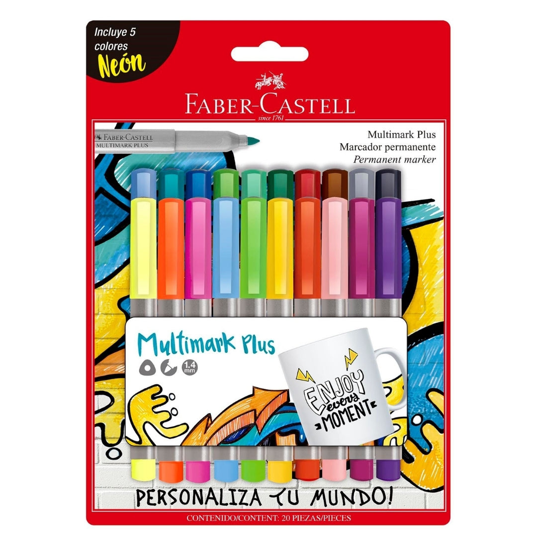 Marcador x 20 Faber Castell Multimark Plus