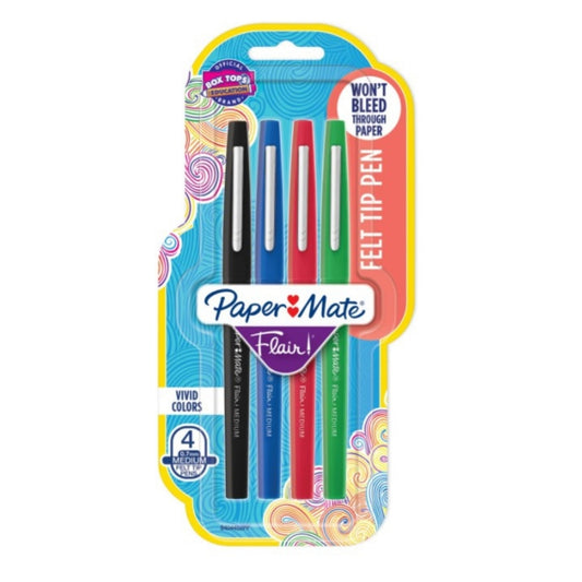 Marcadores Paper Mate Flair x 4 Colores Básicos