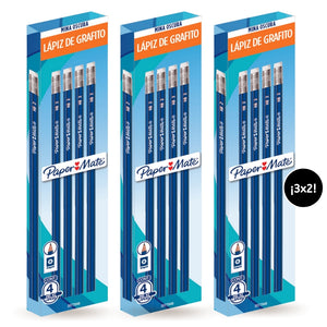 Pack 3x2 Lapiz Grafito Paper Mate Hexagonal Caja X4
