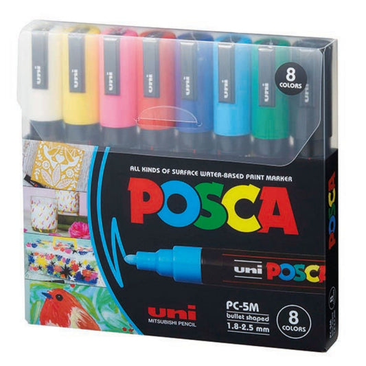 Set Marcadores Posca Punta 5M X 8 Colores Básicos