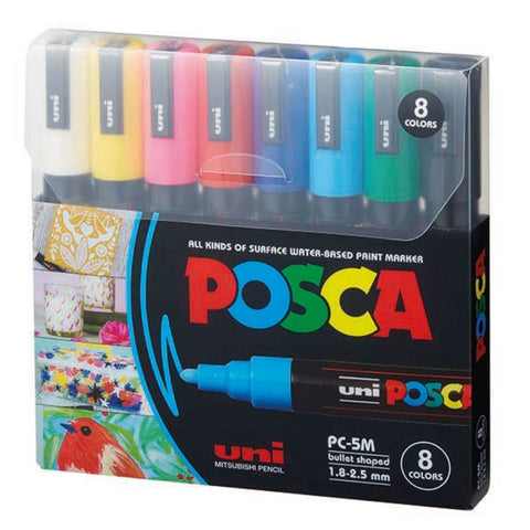 Set Marcadores Posca Punta 5M X 8 Colores Básicos