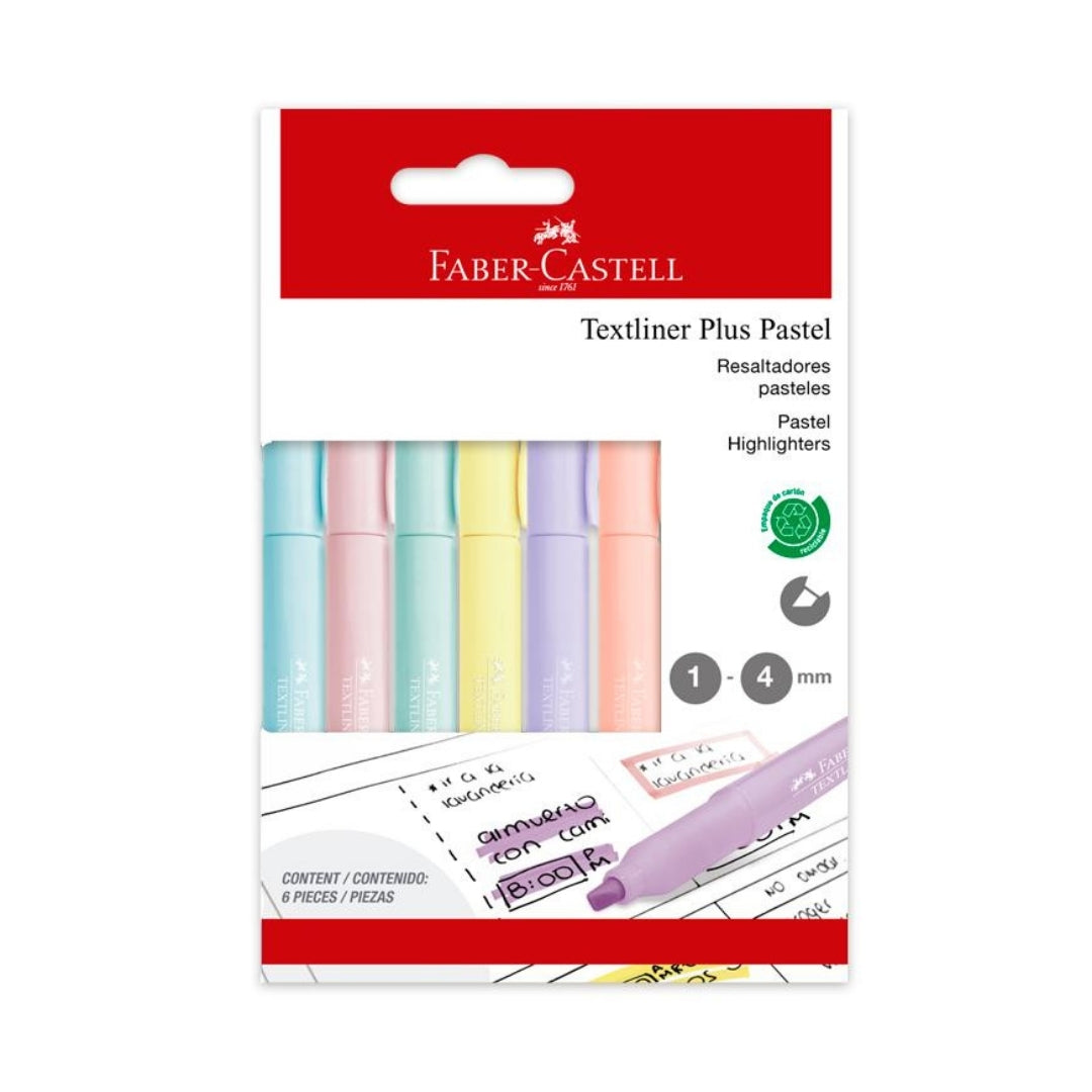 Resaltador x 6 Pastel Faber Castell Textliner Plus