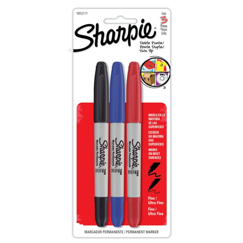 Marcador Permanente Sharpie Doble Punta Surtido Blister X3
