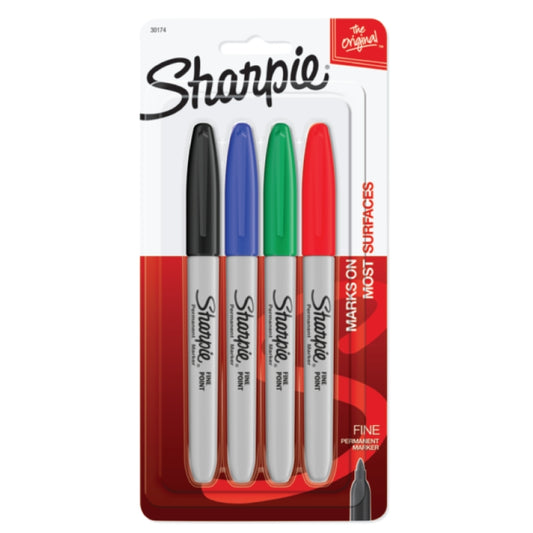 Marcador Permanente Sharpie Punta Fina Surtidos Blister X4
