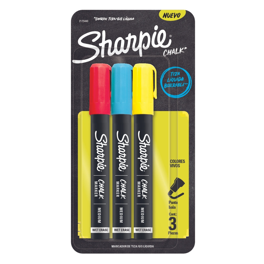 Marcador Tiza Líquida Borrable Sharpie Chalk X3
