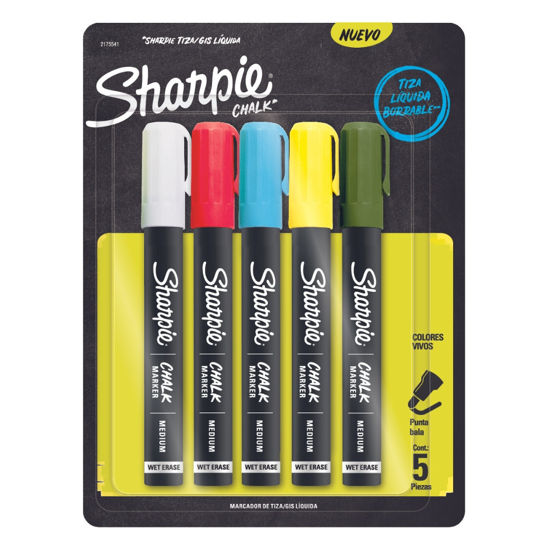 Marcador Tiza Líquida Borrable Sharpie Chalk X5