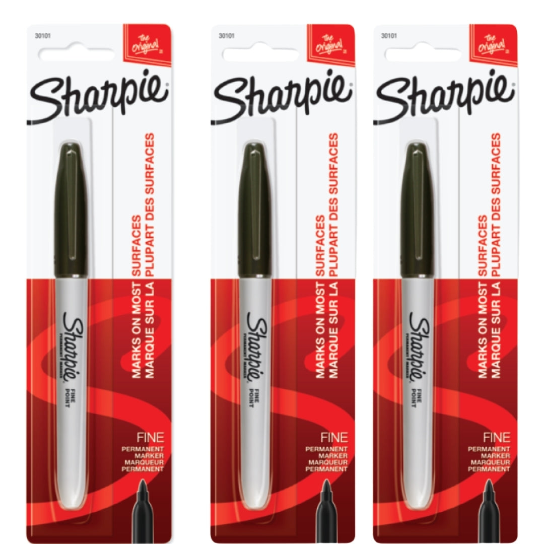 Marcador Permanente Sharpie Punta Fina Negro x 3