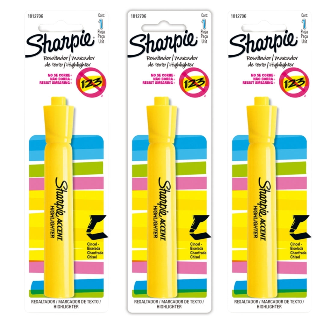 Resaltador Sharpie Tank Amarillo x 3