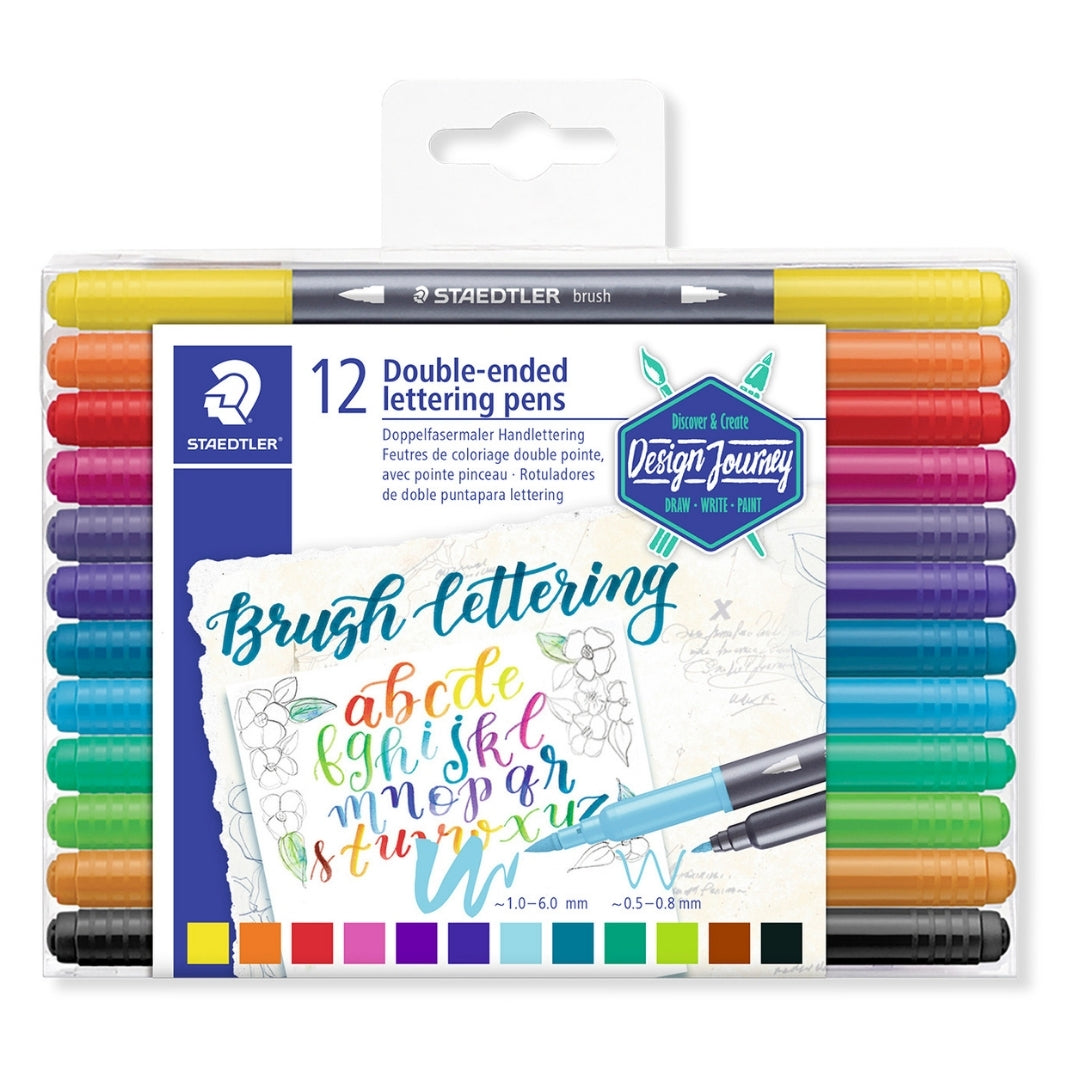 Marcadores x 12 Punta Pincel Lettering Staedtler Design Journey