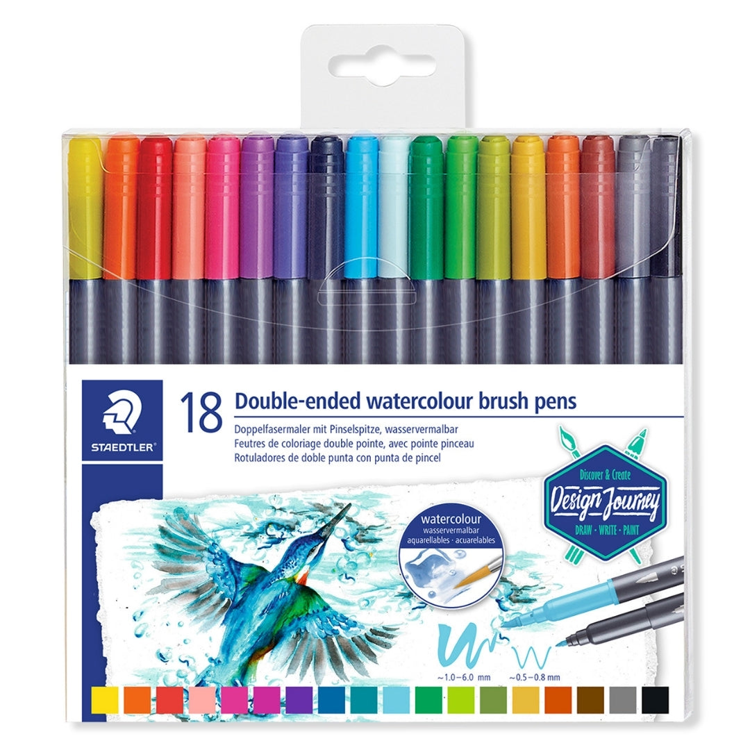 Marcadores x 18 Punta Pincel Acuarelable Staedtler Design Journey